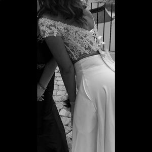 white silk prom dress